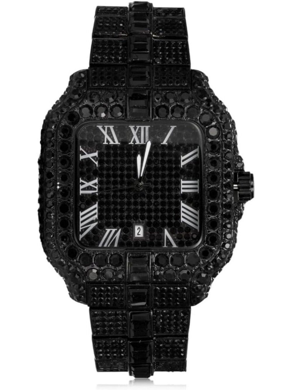 Luxury Men's Moissanite Diamond Watch - 18k Gold/Rhodium Black Plated, 41MM